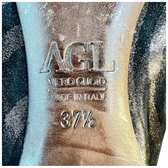 AGL women’s Ballet flats Zebra Leather Size: 37.5 Color: Black bronze shimmer. - Picture 5 of 10